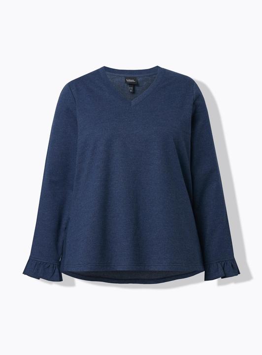 Produktbild Ulla Popken Sweatshirt, lange Seitenschlitze, V-Ausschnitt, Langarm (54, 56)