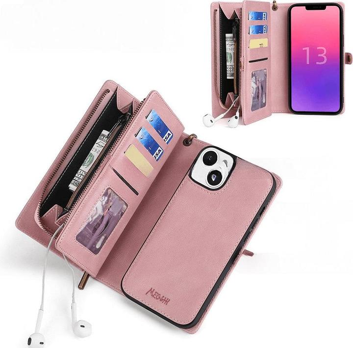 Produktbild Megshi iPhone 15 Plus - 2-1 Brieftaschen Hülle rosa (Apple iPhone 15 Plus)