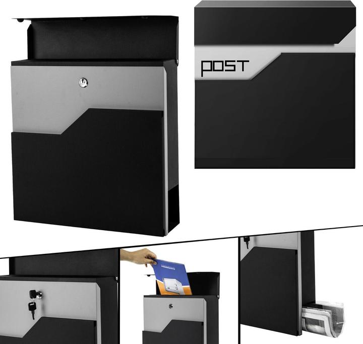 Actual product image Arebos Design wall letterbox with newspaper compartment
