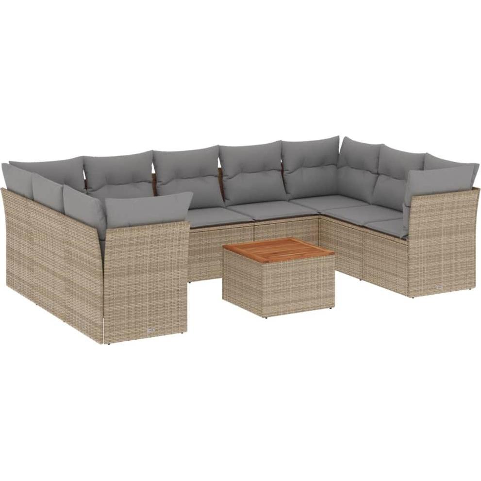 VidaXL, Gartenlounge, 10-tlg. Garten-Lounge-Set mit Kissen