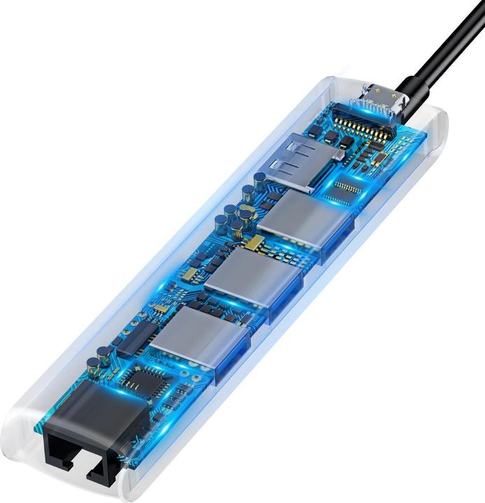 Actual product image Baseus CAHUB-J0G (USB-C, 6 Ports)