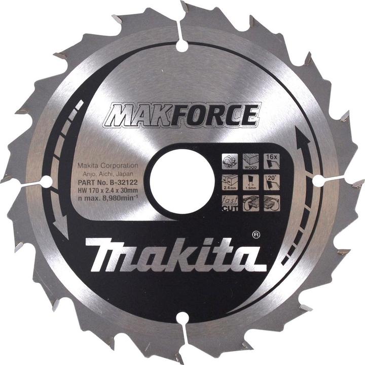 Actual product image Makita MAKFORCE saw blade 170x30x16Z