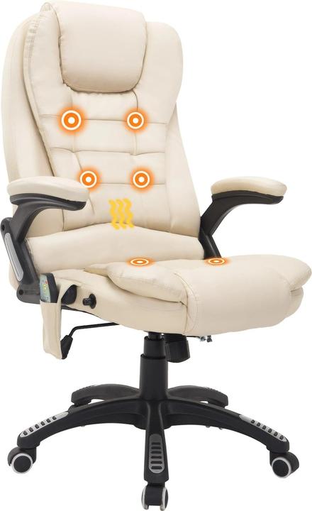 Produktbild Swisshandel24 Massagesessel Bürostuhl Gamingsessel 6 Punkt Vibrations Massage mit Wärmefunktion Kunstleder Beige