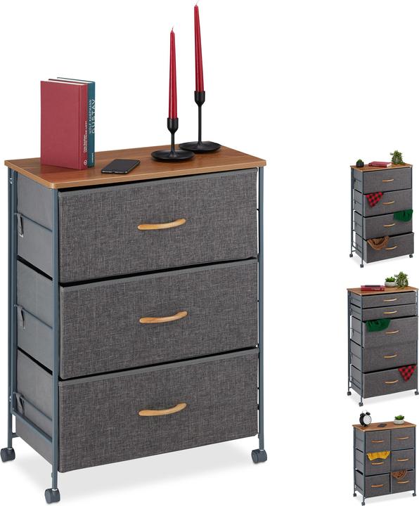 Actual product image Relaxdays Chest of Drawers of Casters (58 x 30 x 74.5 cm)