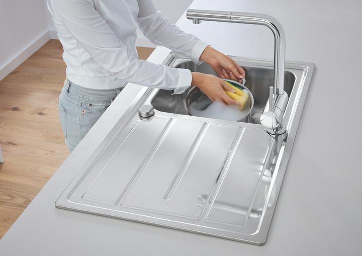 Produktbild Grohe K500 Edelstahlspüle mit Abtropffläche (Aufsatzspülbecken, 50 cm, 100 cm)
