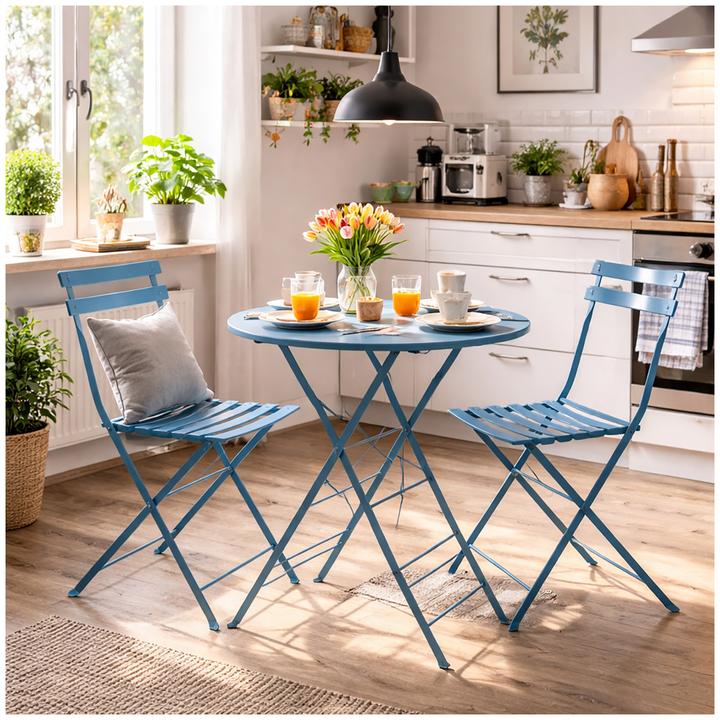 Produktbild HTI-Living Gartenstuhl 2er-Set Basil Metall Blau