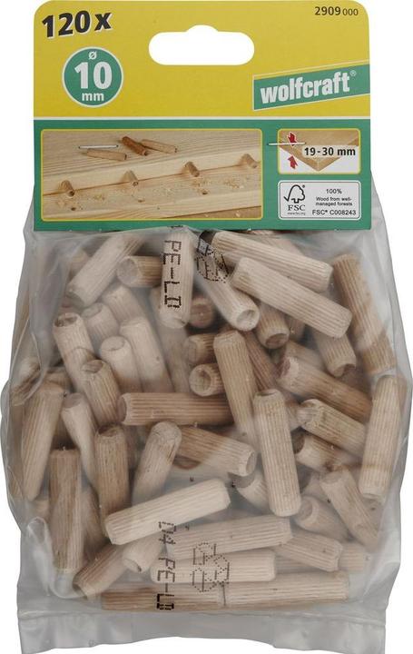 Actual product image wolfcraft 120 long wooden dowels beech ø10x40mm (120 pcs.)