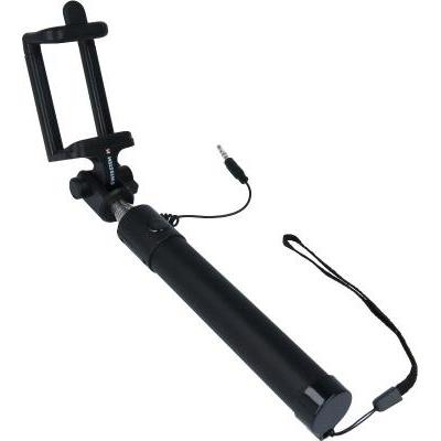 Swissten Kabelgebundener Selfiestick, Selfie Stick, Schwarz