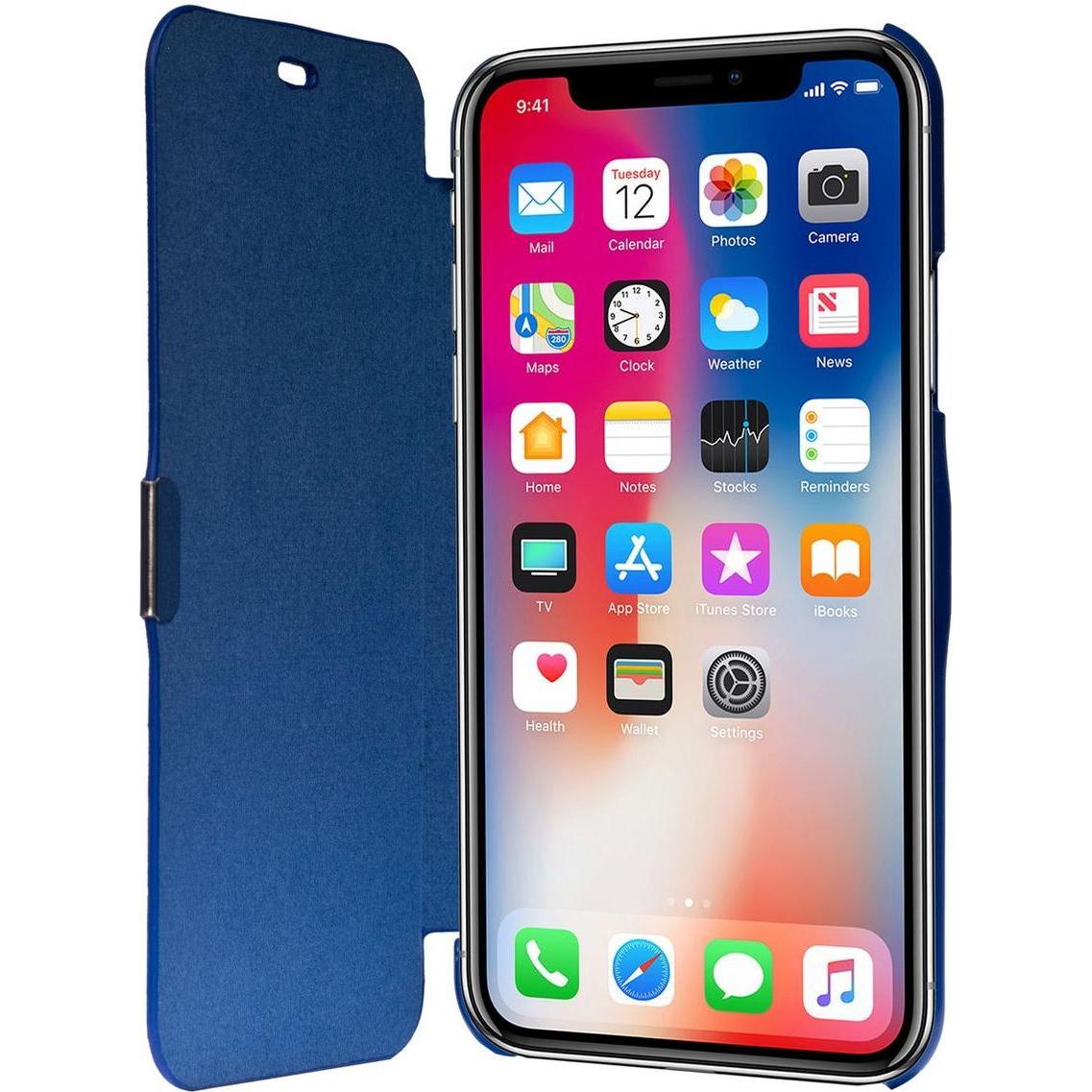 König Design Apple iPhone X / XS Hülle Case Handy Cover Schutz Tasche Flip Schutzhülle Blau (Apple iPhone XS), Smartphon...