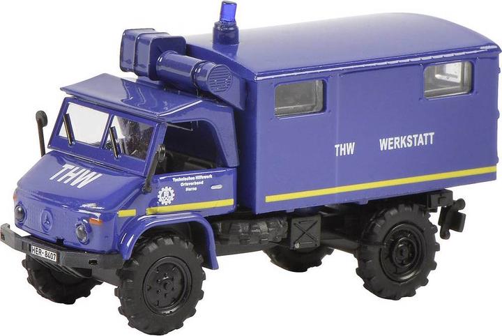 Image du produit Schuco 452656000 H0 Land Rover, Mercedes Benz Jeu de 3 THW, Land Rover, Unimog 404, MB LG 315