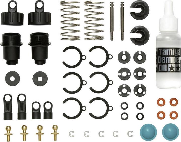 Immagine prodotto Tamiya 1:10 Ammortizzatore a pressione dell'olio nero con molle argento 2 pezzi.