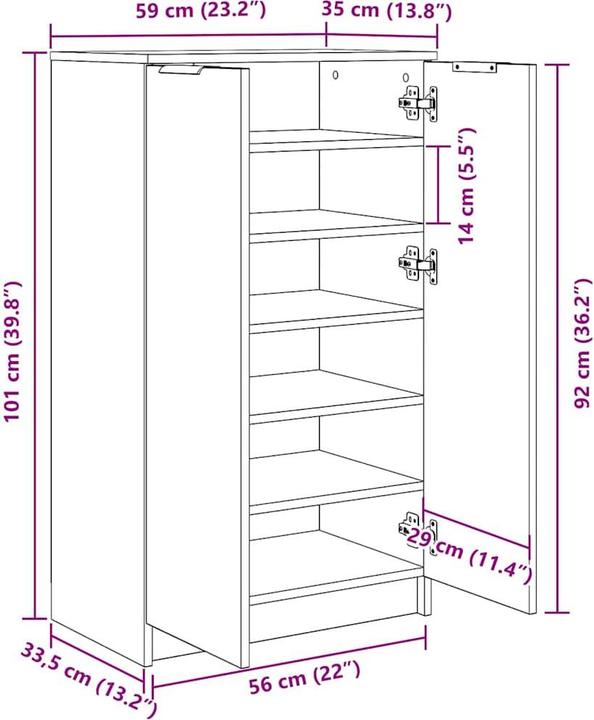 Produktbild vidaXL Schuhschrank (59 x 35 x 100 cm)