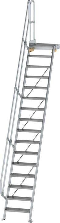 Actual product image Munk Stairs with platform 60° Step width 600 mm 16 steps Aluminium ribbed (Scaffolding, 46 cm)
