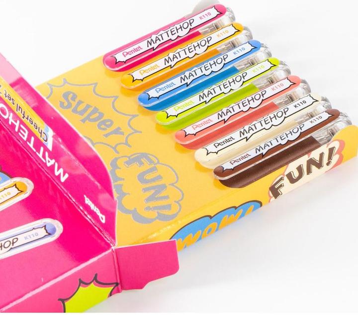 Produktbild Pentel Gelschreiber Mattehop Cheerful 1 mm, Mehrfarbig (Multicolor, 7x)