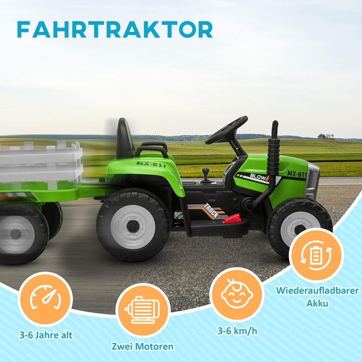 Actual product image Swisshandel24 Electric tractor, trailer, remote control, ride-on tractor, MP3 function