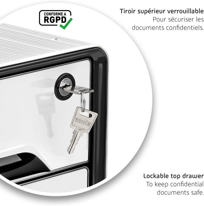 Image du produit Cep Boîte à tiroirs Smoove blanc avec lignes colorées avec 5 tiroirs (A4)