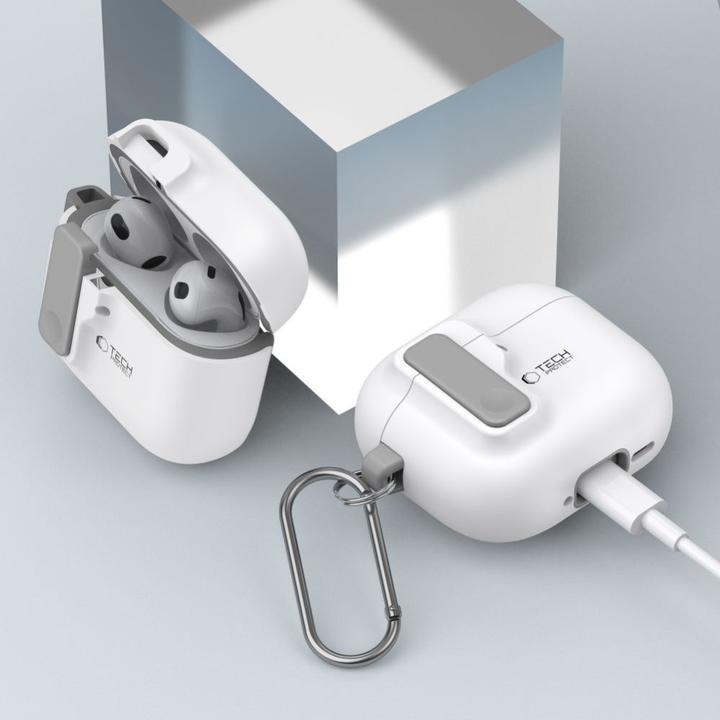 Actual product image Tech-Protect Slim Hook Case for AirPods 4 - White (Headphone sleeve)