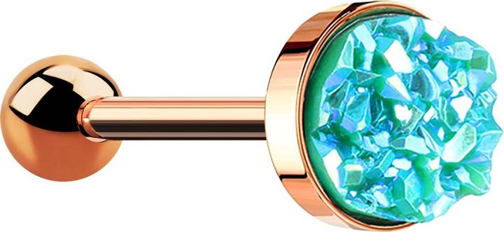 Produktbild Star Piercing Micro Barbell rosegold mit Druse Stein grün (ohne Messing, Chirurgenstahl 316L)