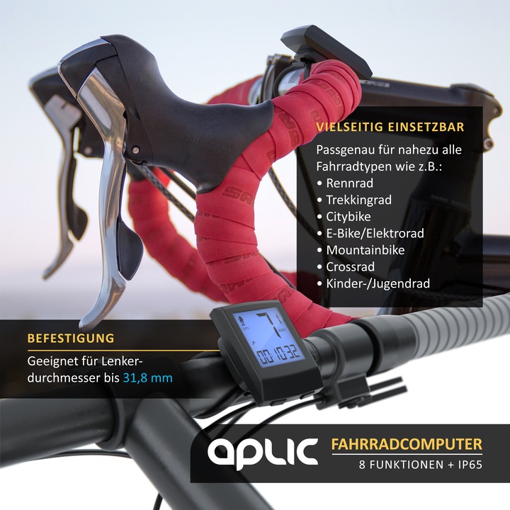 Immagine prodotto Aplic Velocomputer, computer per bici - tachimetro per bici computer tachimetro - illuminazione di sfondo