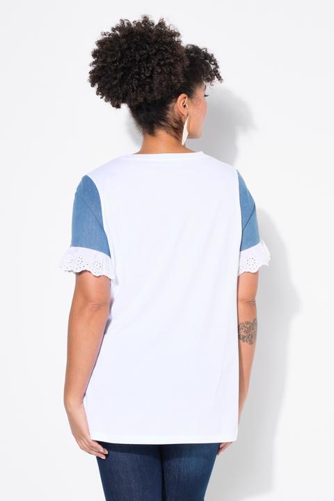 Produktbild Miamoda T-Shirt, A-Linie, farbiger Web-Halbarm, Schriftzug (44)