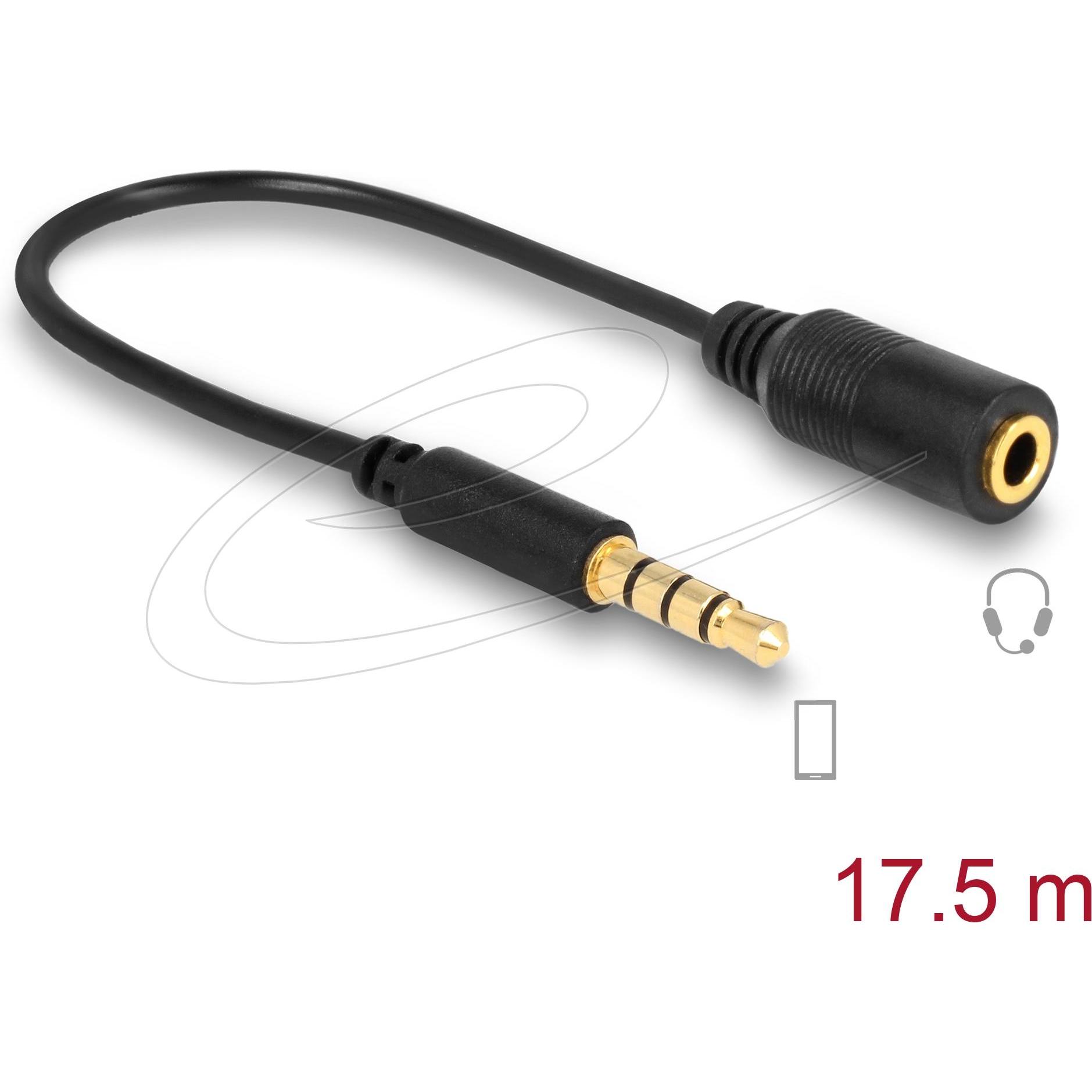 Delock Cavo jack 3,5 mm 4 pin maschio > jack 3,5 mm 4 pin femmina (0.18 m), Cavo audio