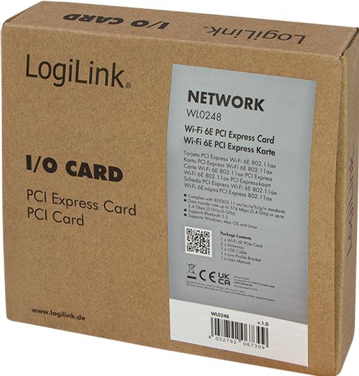 Actual product image LogiLink PCI Express card, WI-FI 6E &, BT5.0 (Mini PCI Express)