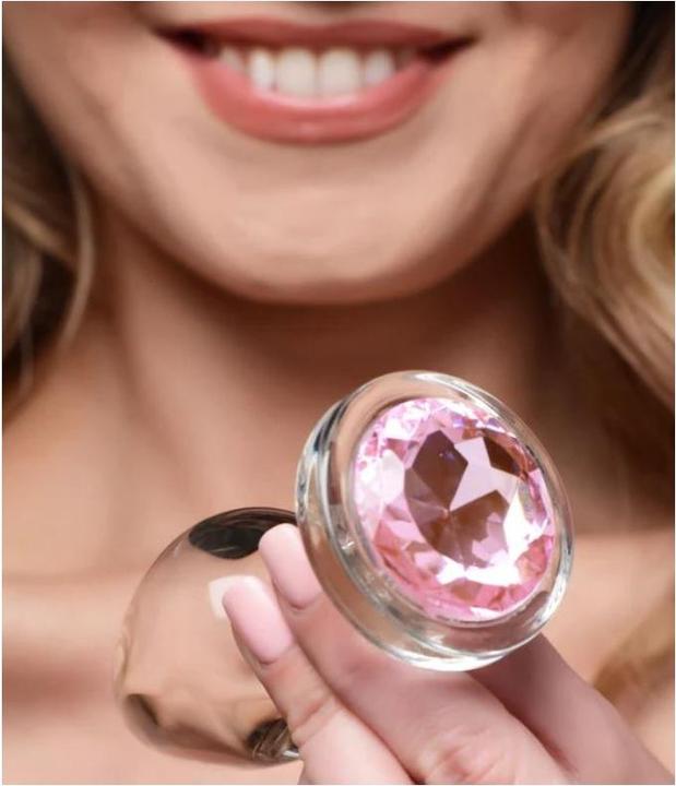 Immagine prodotto XR Brands Plug anale in vetro rosa con pietra preziosa grande
