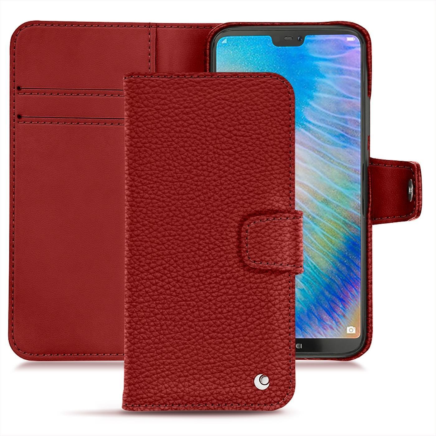 Noreve Lederschutzhülle Wallet (Huawei P20 Lite), Smartphone Hülle, Rot