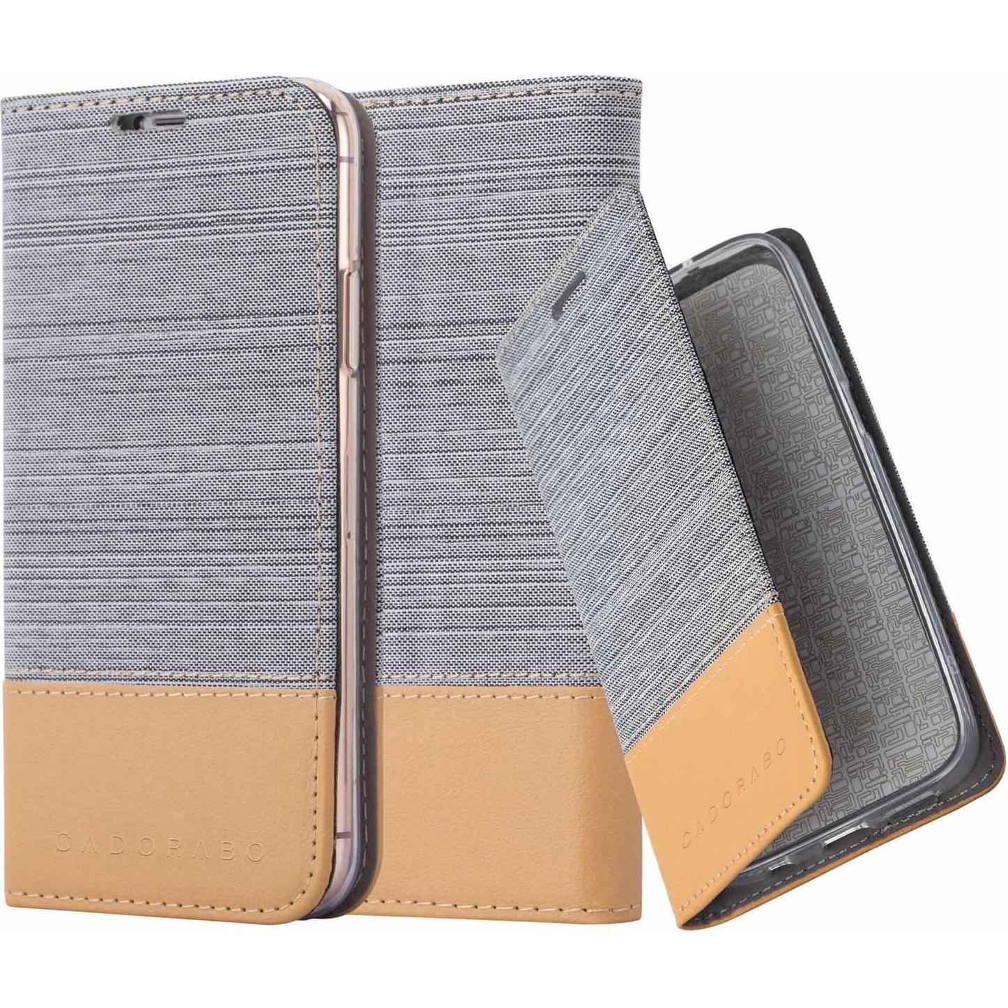 Cadorabo Jeans Book Hülle (Apple iPhone 13 Pro Max), Smartphone Hülle, Grau