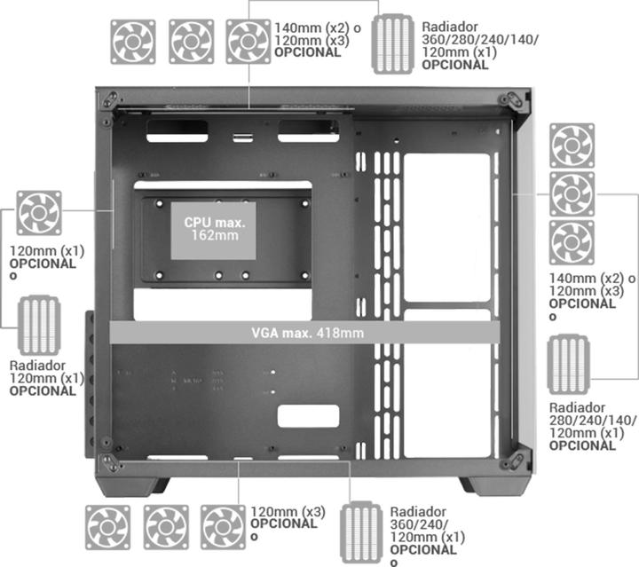 Actual product image Mars Gaming Boitier Grand Tour E-ATX MCV4 RGB avec panneaux vitrés (Noir) (ATX, mATX, Mini-ITX, E-ATX)