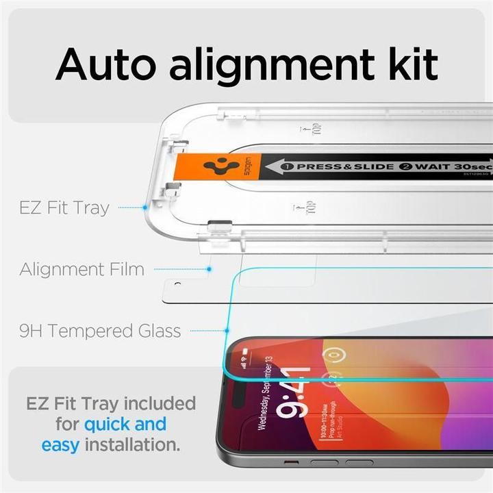 Actual product image Spigen Glas.TR EZ Fit (2 Piece, Apple iPhone 15)