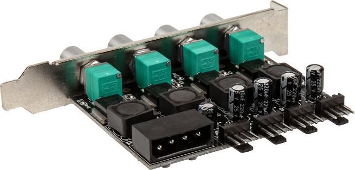 Actual product image Lamptron CP436 - 4 channels - Black - Green - Rotary control - 3-pin male - 4-pin S (4 Fan)