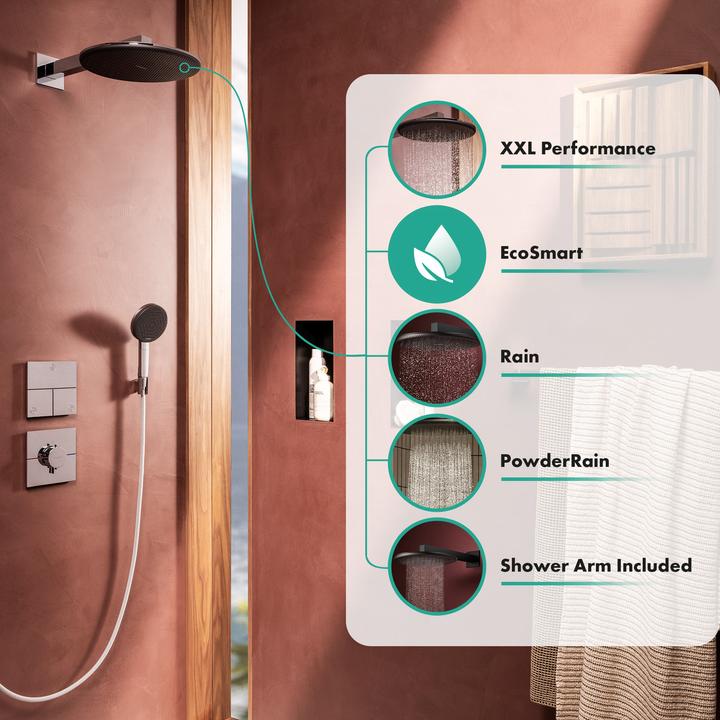 Produktbild hansgrohe Wassersparende Regendusche mit Anti-Kalk-Funktion und zwei Strahlarten (2 Strahlarten, 6.60 l/min)