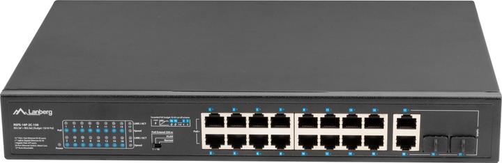 Productafbeelding Lanberg Switch rack 19 POE+ 16x 100MB /2X COMBO GIGABIT ETHERNET 150W (18 ports)