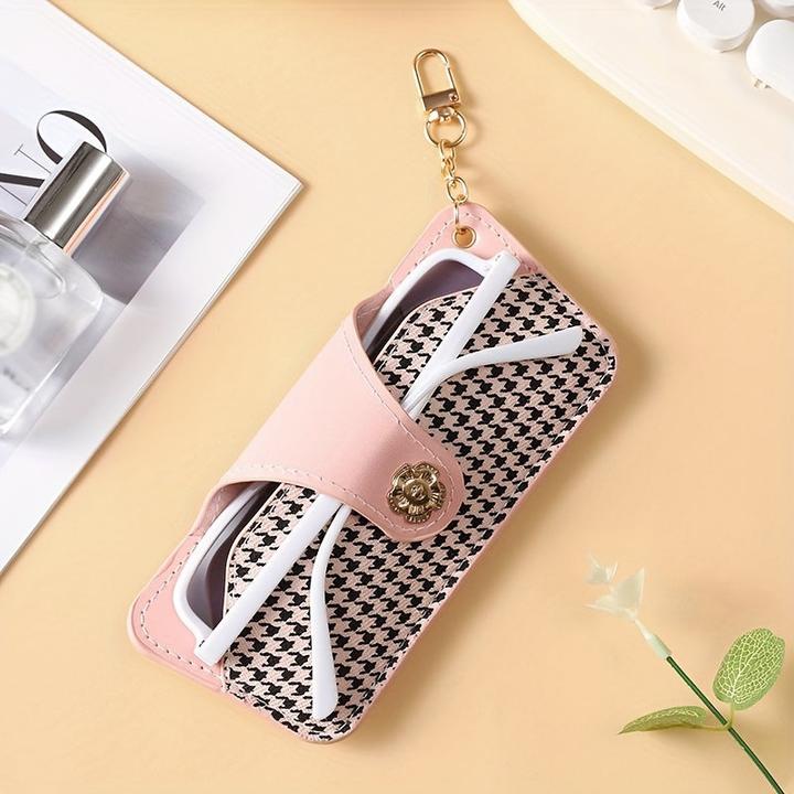 Actual product image Only-Bags.Store Simple PU leather glasses case with chain - modern and minimalist design for portability