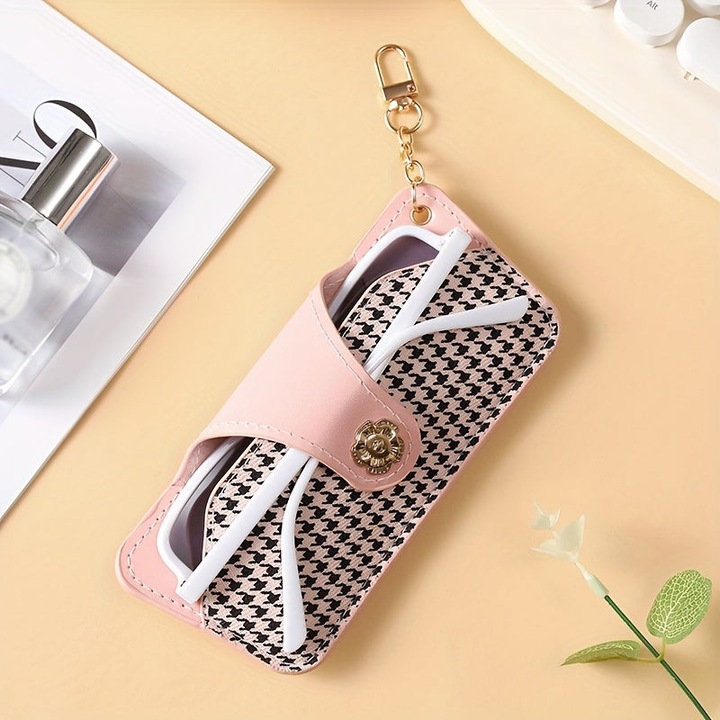 Only-Bags.Store Semplice custodia per occhiali in pelle PU con catena - design moderno e minimalista per una