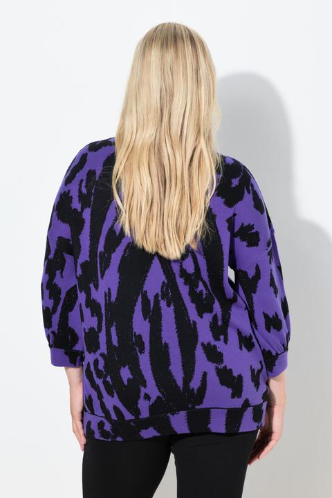 Produktbild Ulla Popken Jacquard-Pullover, Animal, Stehkragen, 3/4-Arm (58)