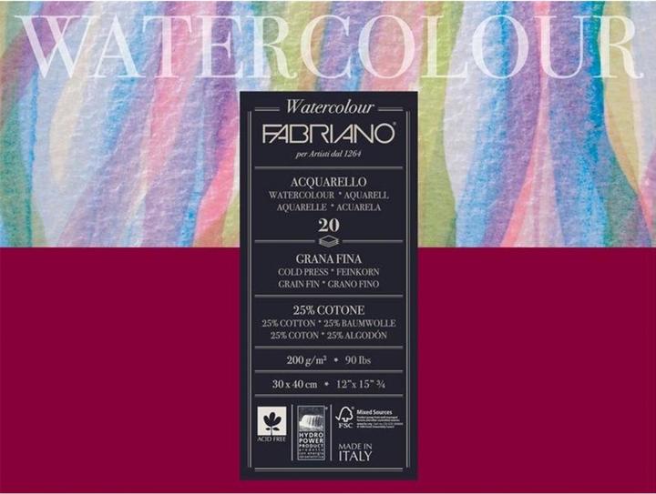 Image du produit Fabriano Aquarellblock 30 x 40 cm, 200g/m2, 20 Blatt (30 x 40 cm)