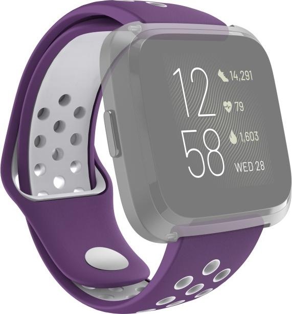 Produktbild Hama Silikon-Sportarmband für Fitbit Versa2/Versa/Versa Lite, lila/grau, univ. (Silikon, Rostfreier Stahl, Versa Lite, Versa)