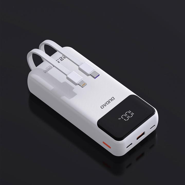 Image du produit Dudao K15Pro 20000mAh 22.5Watt 2x câble Blanc (20000 mAh, 22.50 W, 74 Wh)