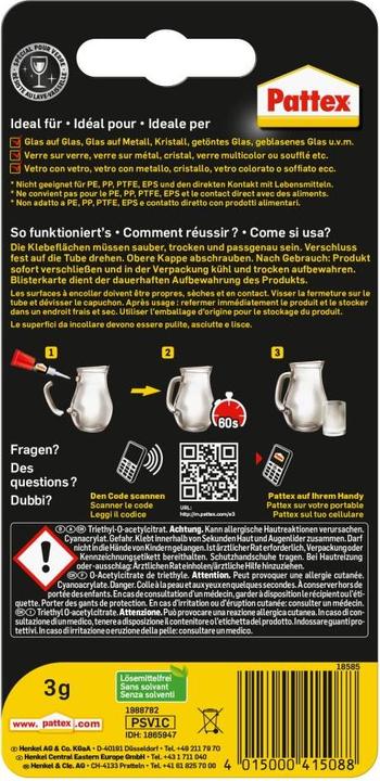 Produktbild Pattex Sekundenkleber Glas (3 g)