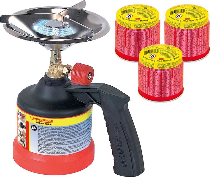 Produktbild Rothenberger Scout Campingkocher inklusive 3x C200 Stechkartusche