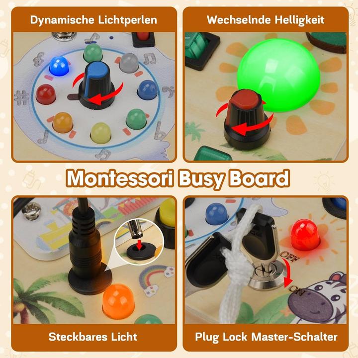 Image du produit Milfech Montessori Busy Board mit LED-Lichtschalter