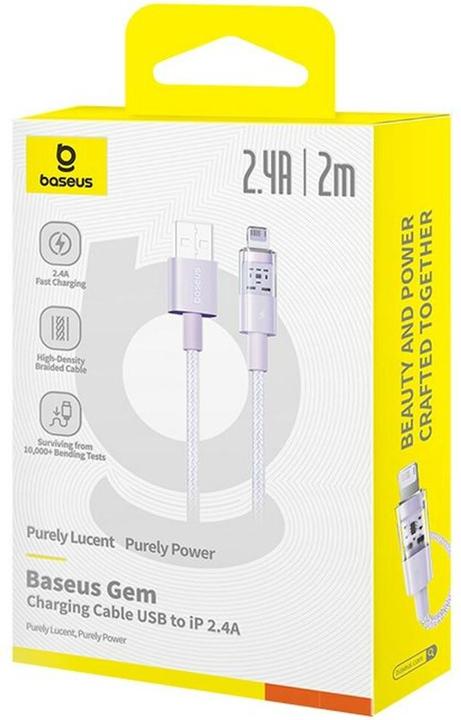 Produktbild Baseus Gem USB zu IP 2.4A Schnellladekabel 2 m Lila (2 m)
