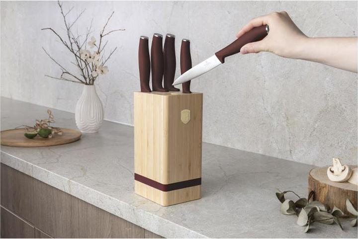 Produktbild BerlingerHaus Haus 6-teiliges Messer-Set mit Messerblock matt bordeaux Leonardo Collection