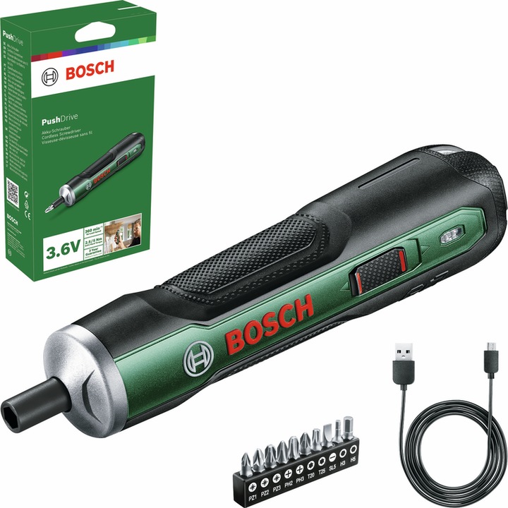 10 Standard-Schrauberbits, Zubehör, Karton, 1 x Micro-USB-Kabel