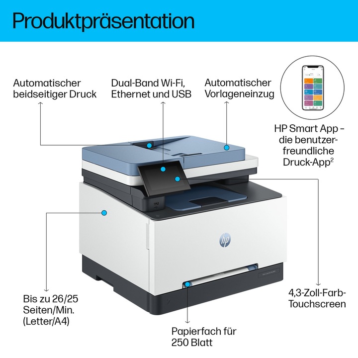 Produktbild HP Color LaserJet Pro MFP 3302fdwg (Laser, Farbe)