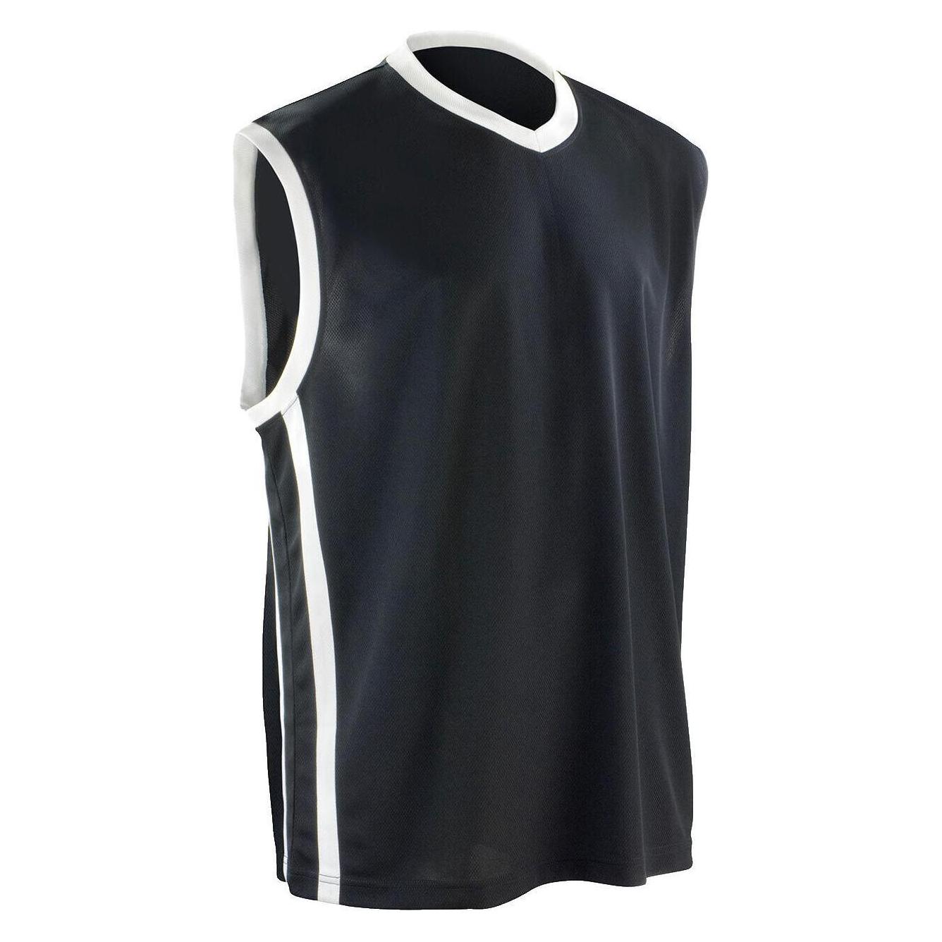 Spiro, Herren, Sportshirt, Men's Basketball Quick Dry Top (S), Mehrfarbig, Weiss, Schwarz, S