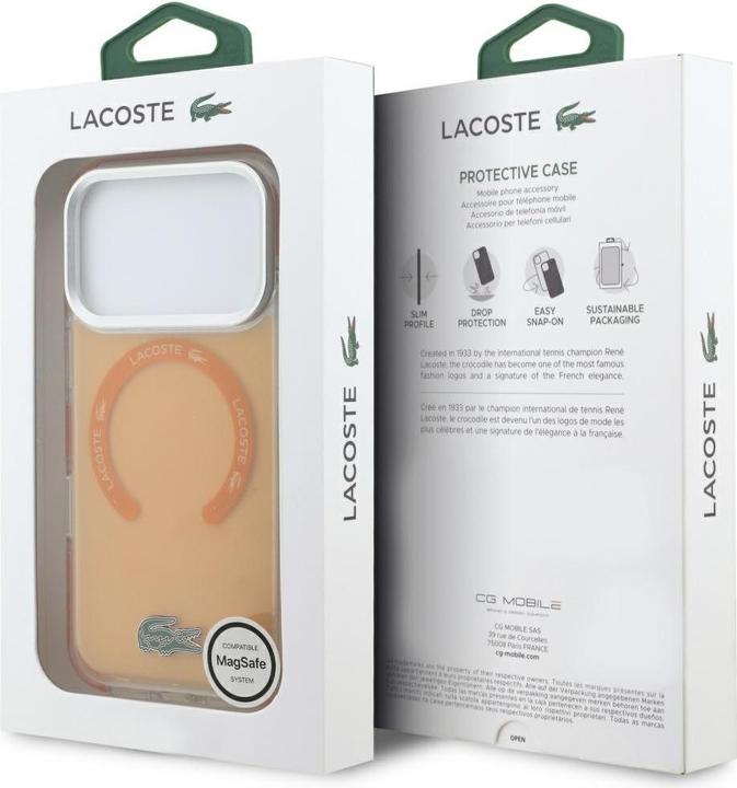 Immagine prodotto Lacoste Shockproof Transparent Frosted MagSafe Case for iPhone 17 Pro orange (Apple iPhone 17 Pro)