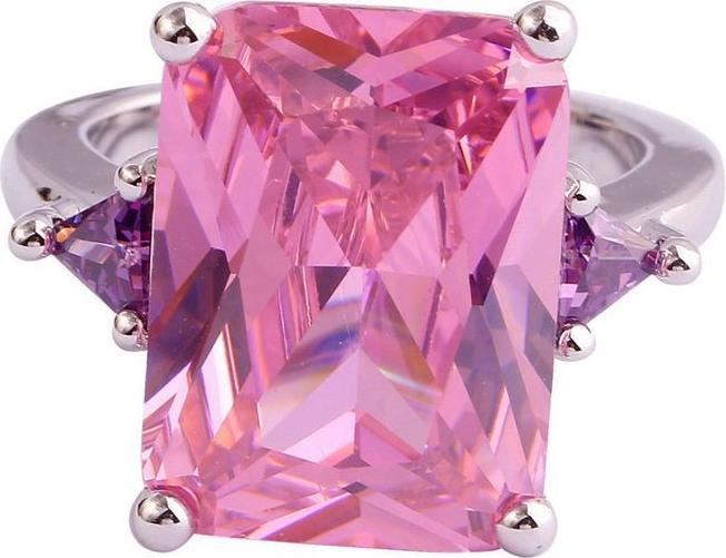 Actual product image Hermex silver plated ring with pink topaz - size 53 / Size 7 (7, 53)
